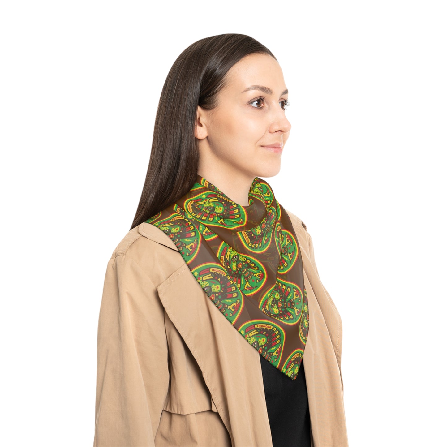 Festive Poly Scarf with Vibrant Holiday Pattern