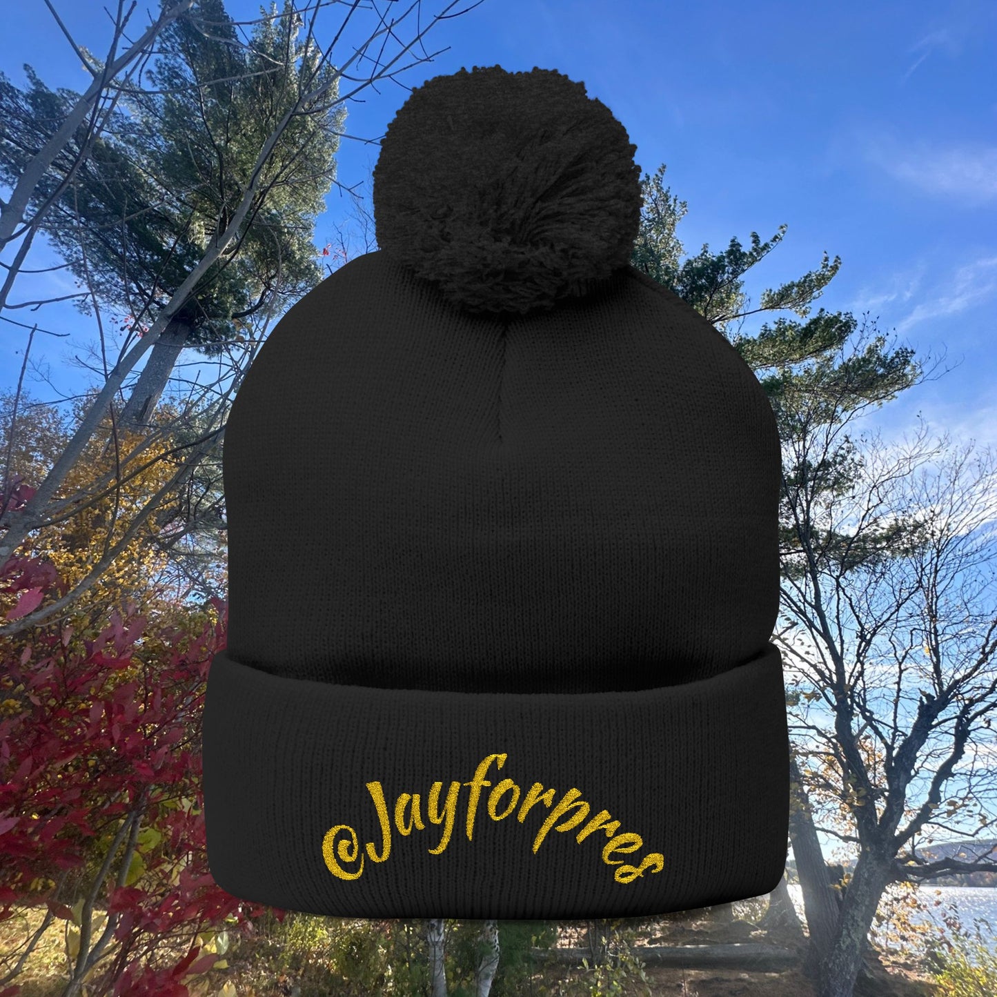 Pom-Pom Knit Cap with Custom Embroidery, Cozy Winter Beanie, Personalized Gift for Him/Her, Outdoor Fashion Accessory, Perfect for Holidays
