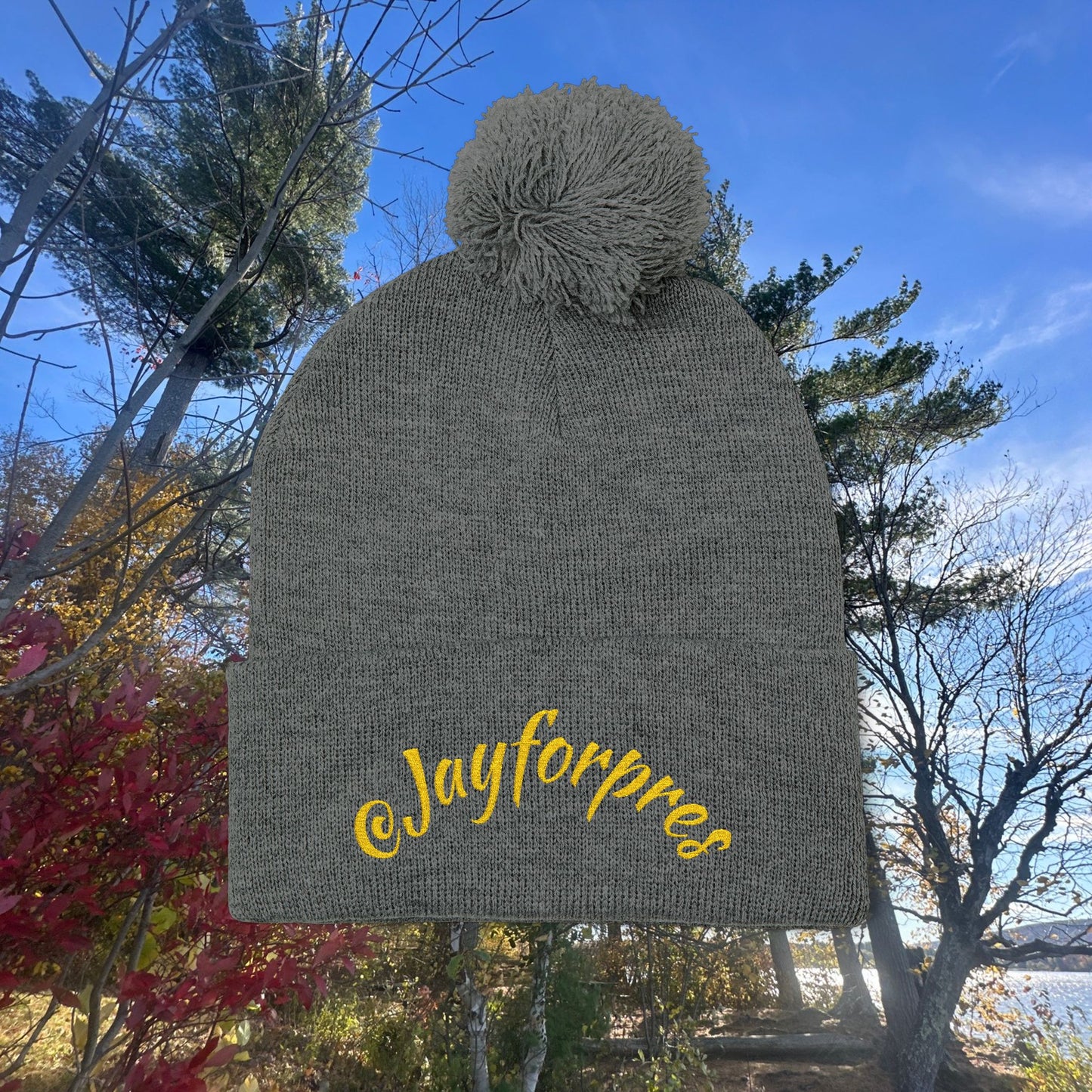 Pom-Pom Knit Cap with Custom Embroidery, Cozy Winter Beanie, Personalized Gift for Him/Her, Outdoor Fashion Accessory, Perfect for Holidays
