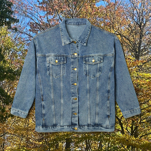 Vibrant Graphic Women's Denim Jacket, Trendy Outerwear, Casual Style, Gift for Fashion Lovers, Summer Layering, Festival Outfit
