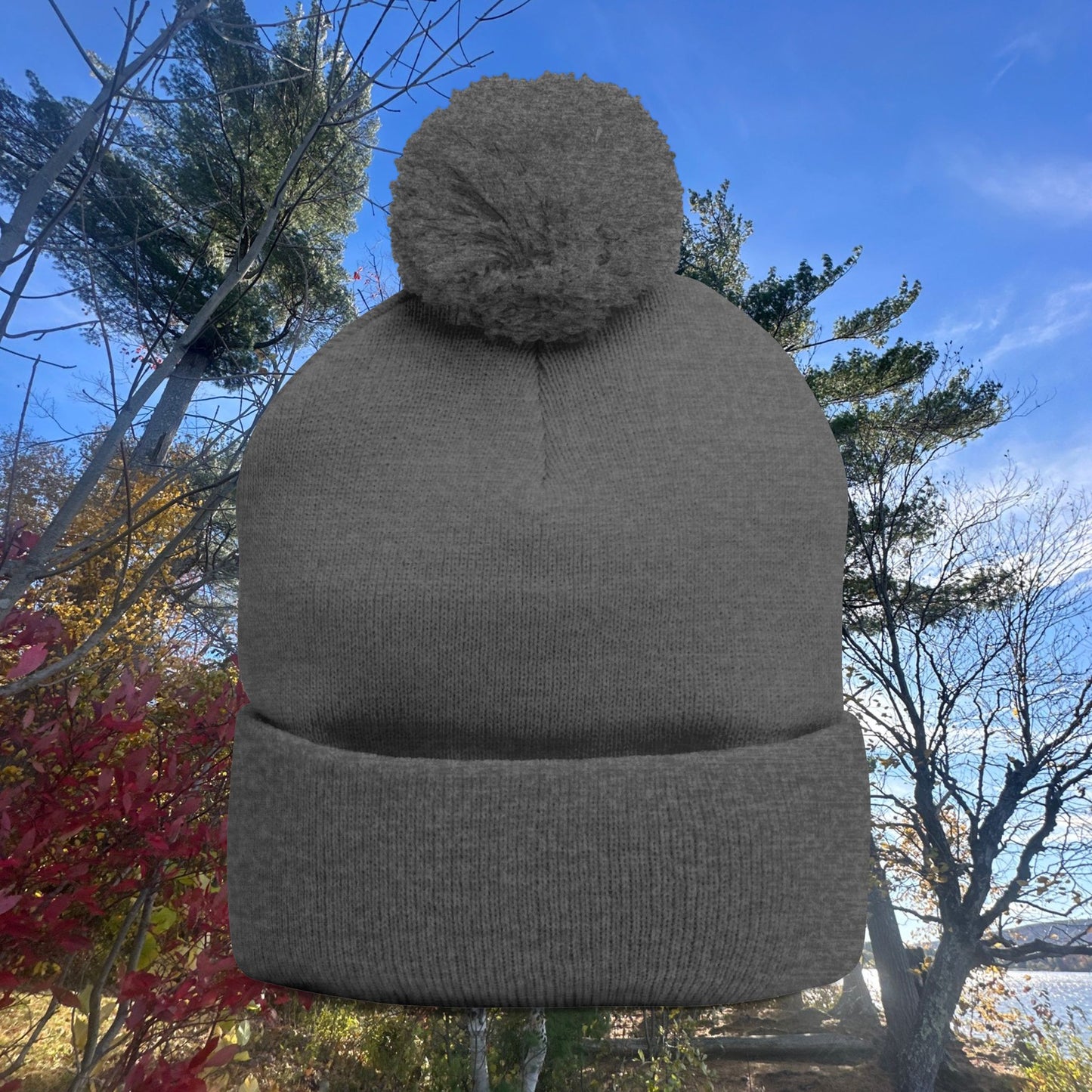 Pom-Pom Knit Cap with Custom Embroidery, Cozy Winter Beanie, Personalized Gift for Him/Her, Outdoor Fashion Accessory, Perfect for Holidays