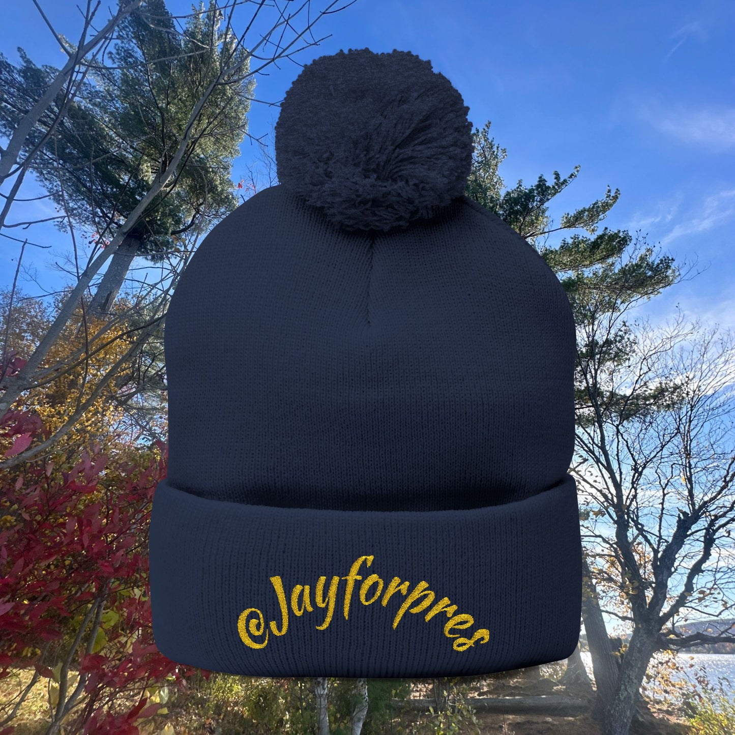 Pom-Pom Knit Cap with Custom Embroidery, Cozy Winter Beanie, Personalized Gift for Him/Her, Outdoor Fashion Accessory, Perfect for Holidays