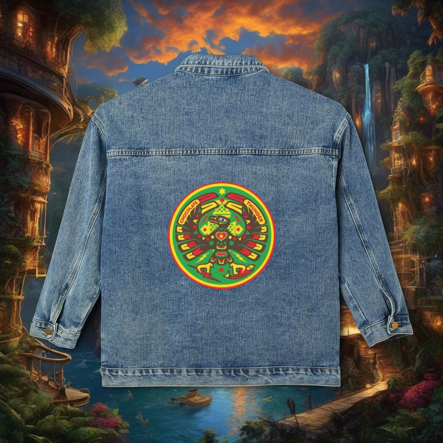 Vibrant Graphic Women's Denim Jacket, Trendy Outerwear, Casual Style, Gift for Fashion Lovers, Summer Layering, Festival Outfit