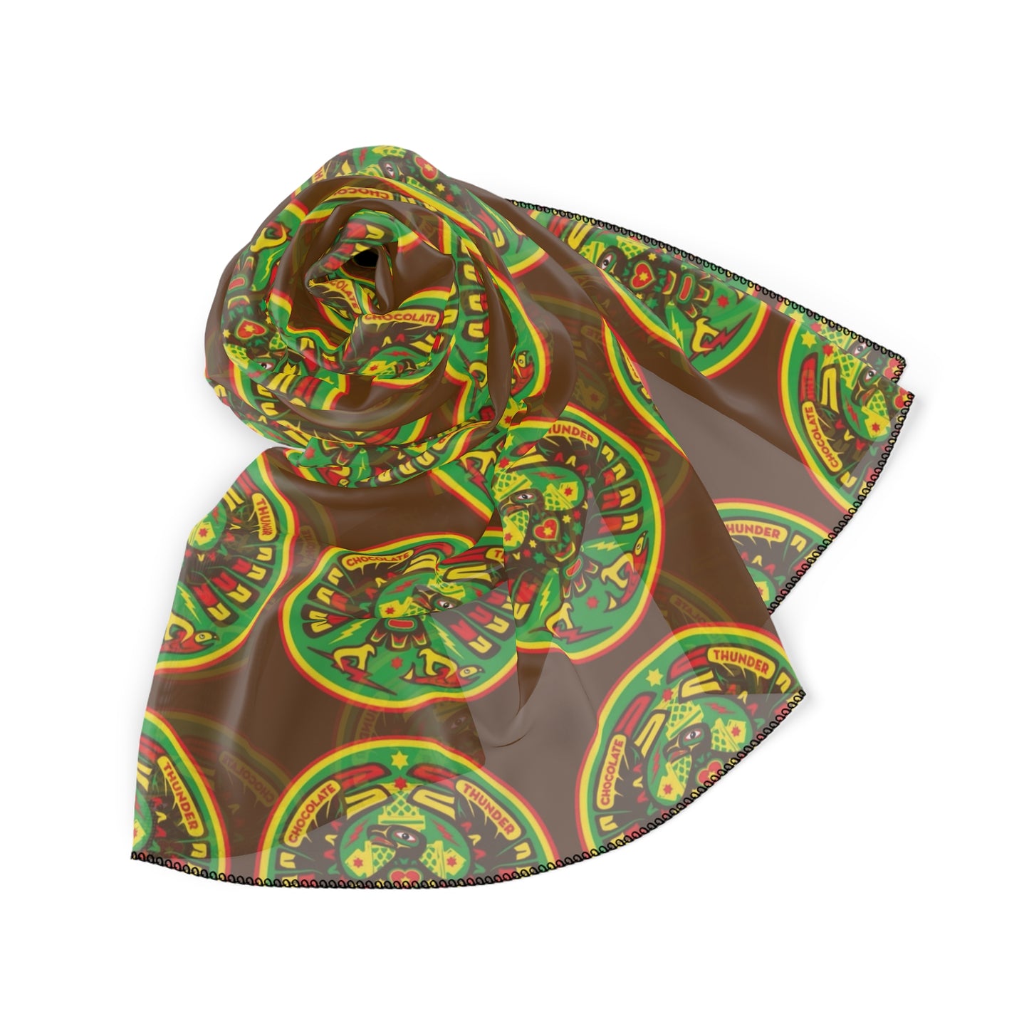 Festive Poly Scarf with Vibrant Holiday Pattern