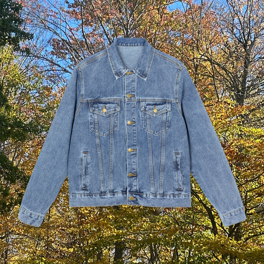 Vibrant Men's Denim Jacket - Artistic Fashion for Casual Style, Unisex Outerwear, Unique Graphic Denim, Gift for Him, Everyday Wear