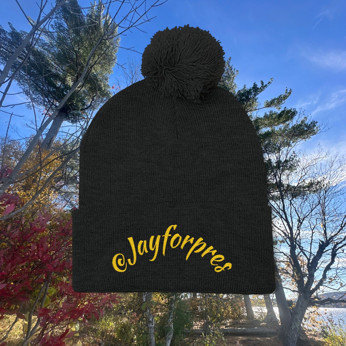 Pom-Pom Knit Cap with Custom Embroidery, Cozy Winter Beanie, Personalized Gift for Him/Her, Outdoor Fashion Accessory, Perfect for Holidays