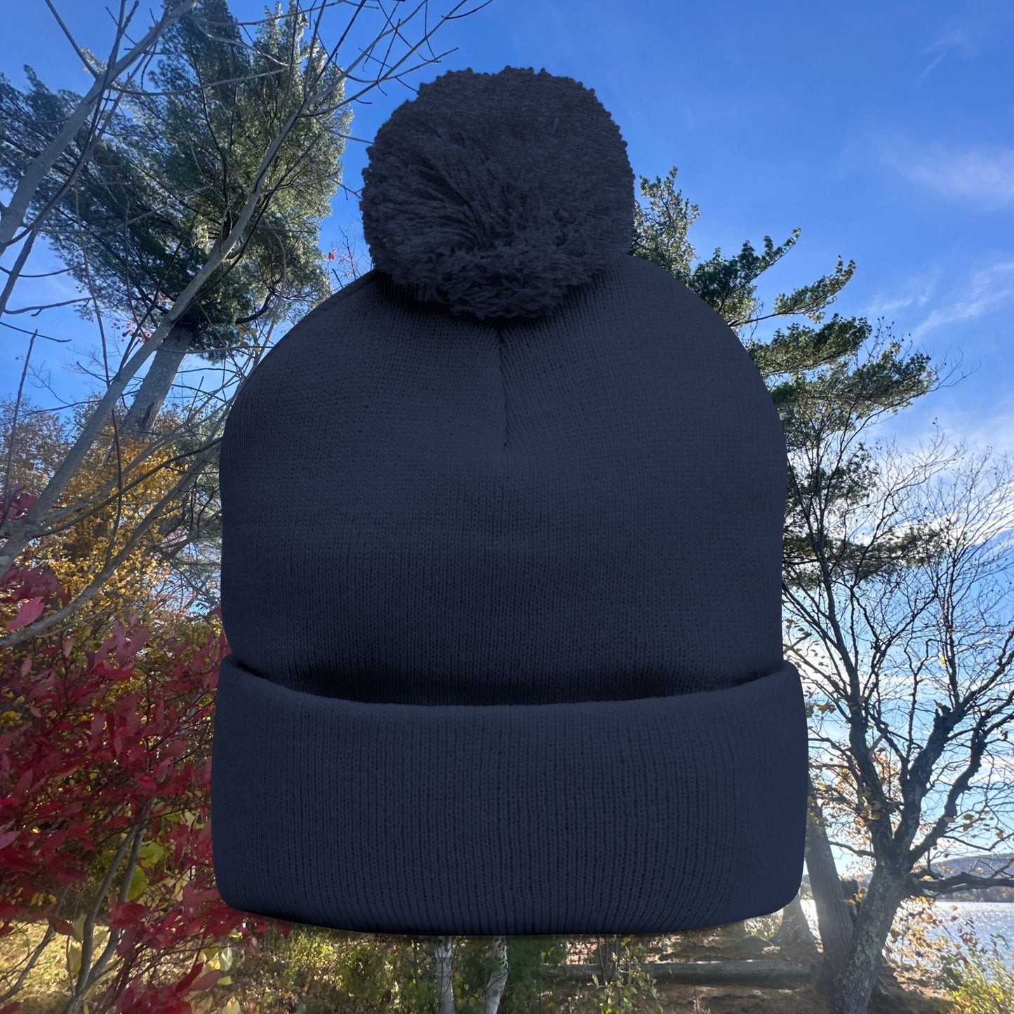 Pom-Pom Knit Cap with Custom Embroidery, Cozy Winter Beanie, Personalized Gift for Him/Her, Outdoor Fashion Accessory, Perfect for Holidays