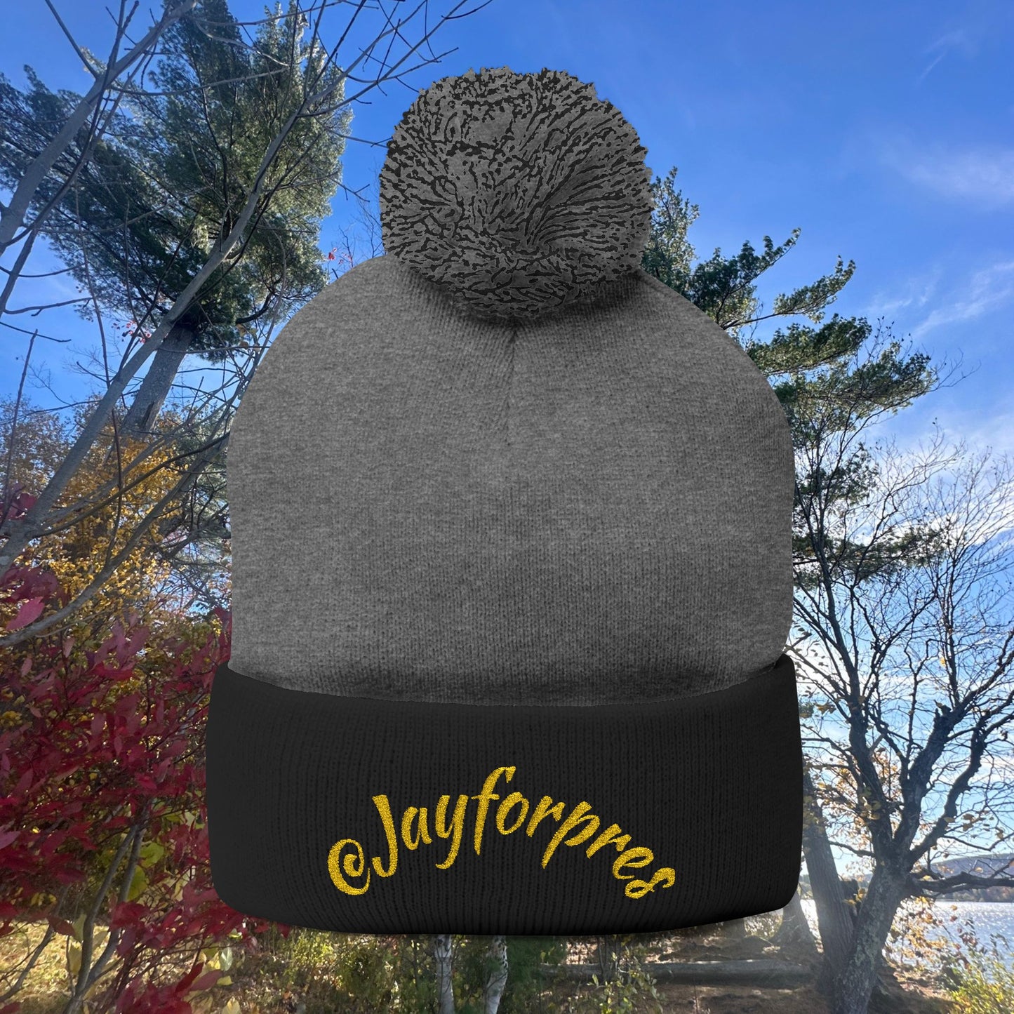 Pom-Pom Knit Cap with Custom Embroidery, Cozy Winter Beanie, Personalized Gift for Him/Her, Outdoor Fashion Accessory, Perfect for Holidays