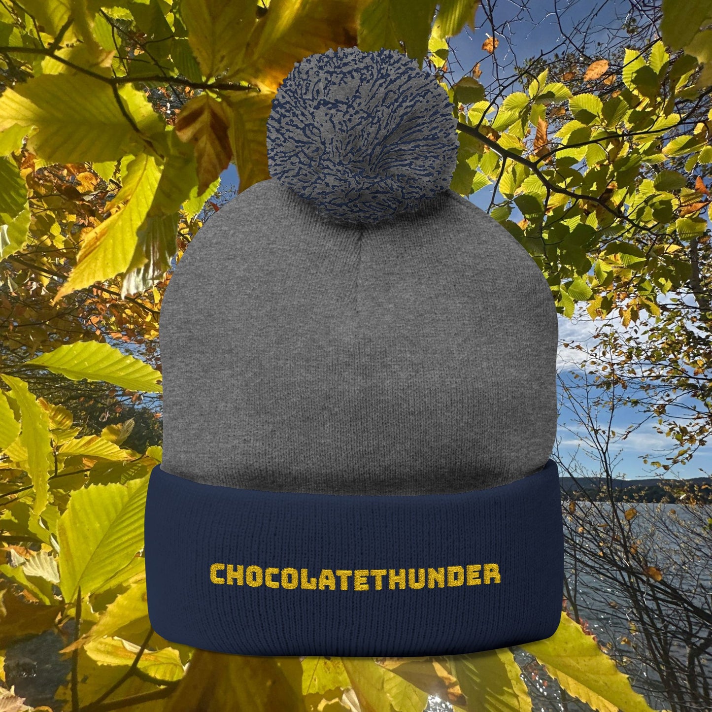 Pom-Pom Knit Cap (Embroidery)