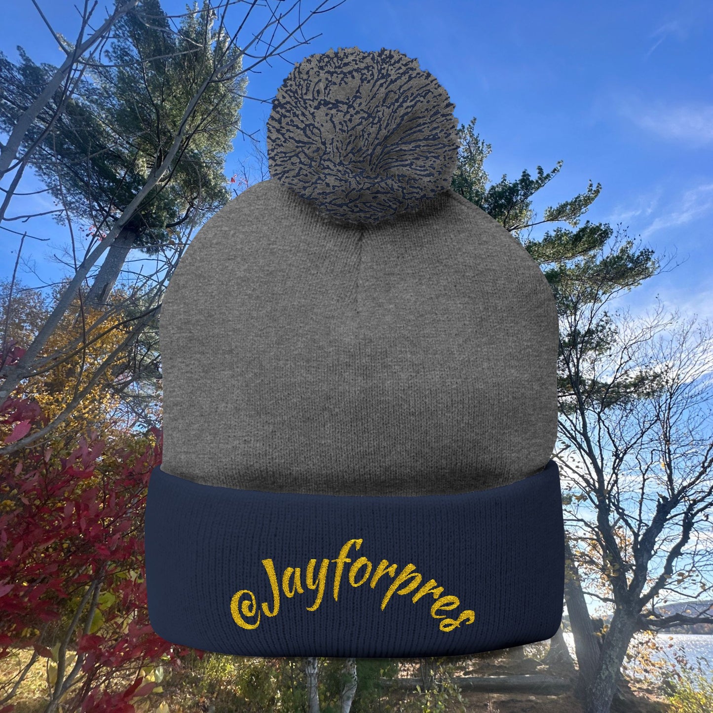 Pom-Pom Knit Cap with Custom Embroidery, Cozy Winter Beanie, Personalized Gift for Him/Her, Outdoor Fashion Accessory, Perfect for Holidays