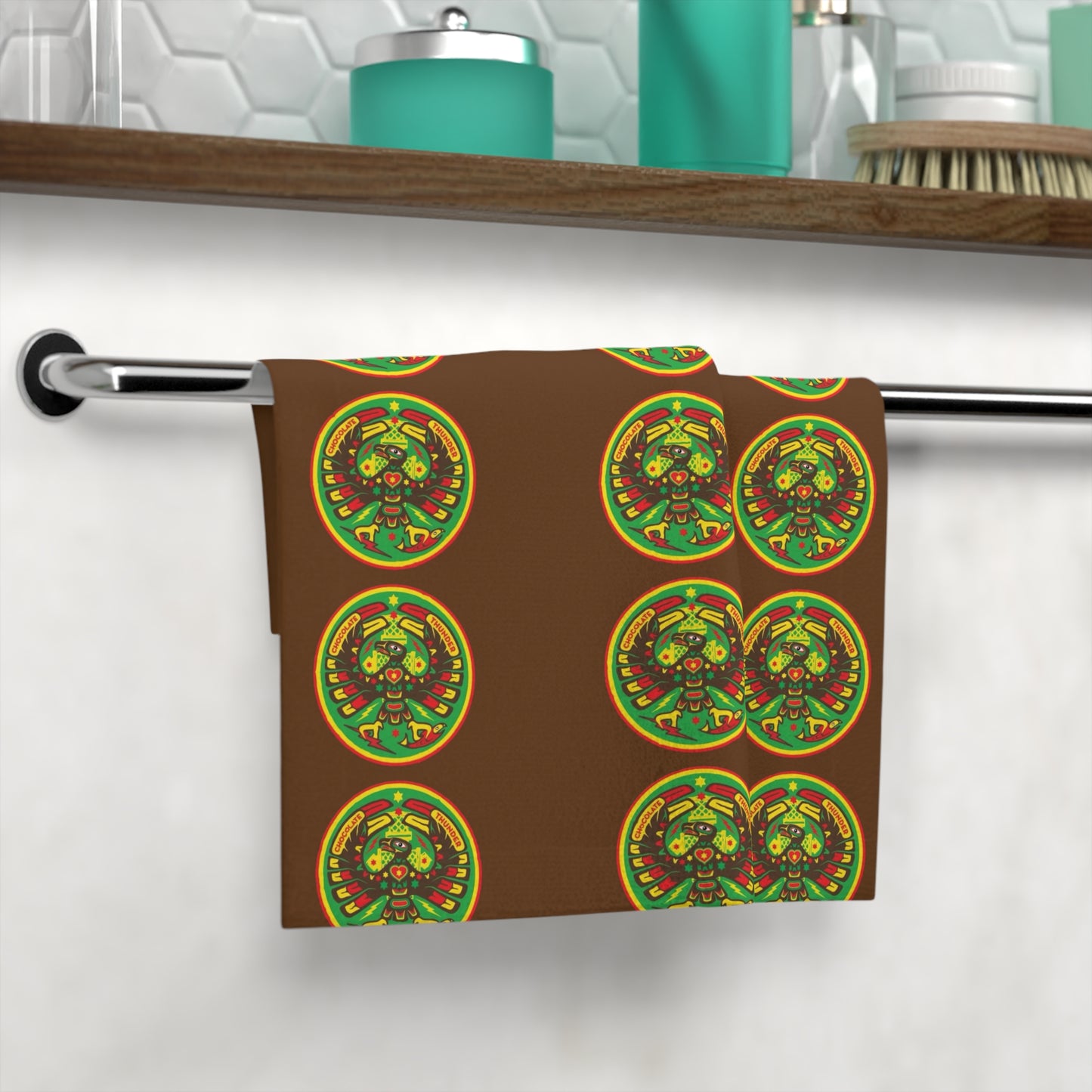 Vibrant Face Towel with Nature Design, Eco-Friendly Bathroom Decor, Gift for Eco-Conscious, Spa Essentials, Housewarming Gifts, Green Decor