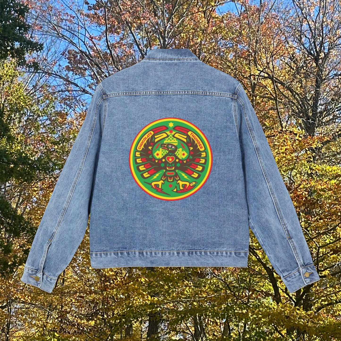 Vibrant Men's Denim Jacket - Artistic Fashion for Casual Style, Unisex Outerwear, Unique Graphic Denim, Gift for Him, Everyday Wear