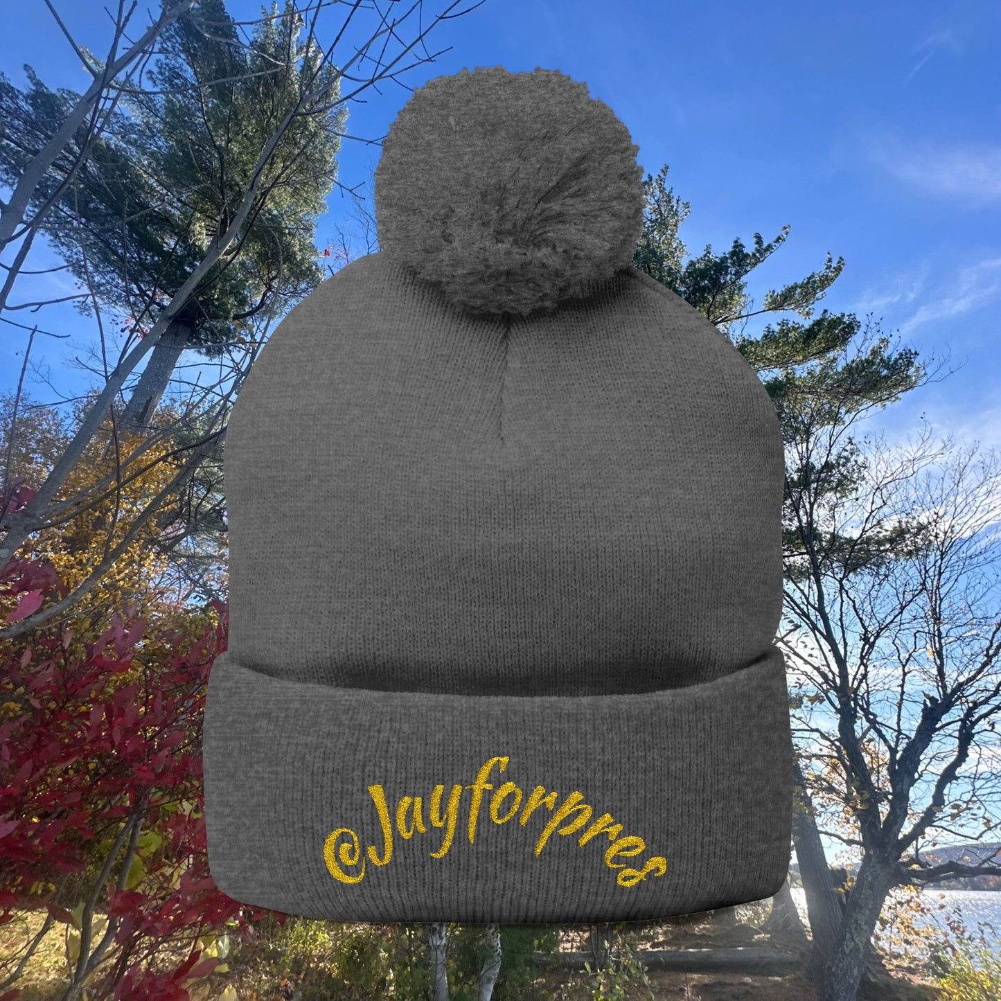 Pom-Pom Knit Cap with Custom Embroidery, Cozy Winter Beanie, Personalized Gift for Him/Her, Outdoor Fashion Accessory, Perfect for Holidays